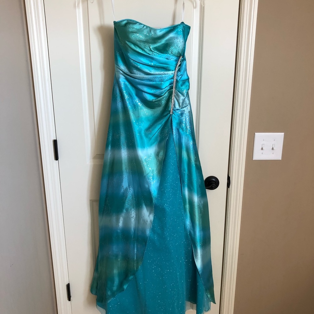 Prom dress turquoise sparkle tulle NWT junior Sz 3-4
